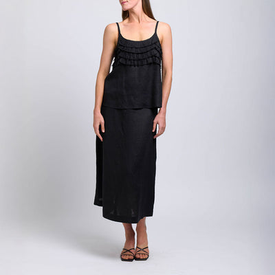 FOIL Pleat Dreams Top in Black