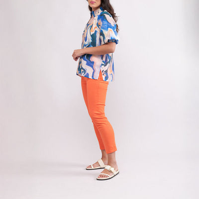 FOIL Shirr Bliss Top in Printed Marbles