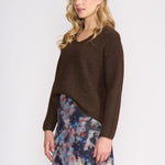 FOIL Loop V-Neck Sweater in Coffee