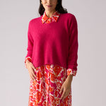 Loop V Neck Sweater in Hot Pink