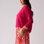 Loop V Neck Sweater in Hot Pink