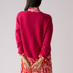 Loop V Neck Sweater in Hot Pink