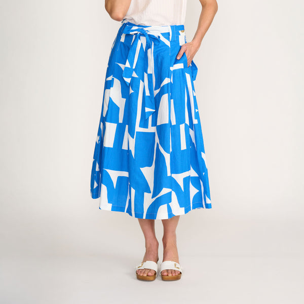 FOIL In The Bag Cotton Linen Mix Skirt in Blue