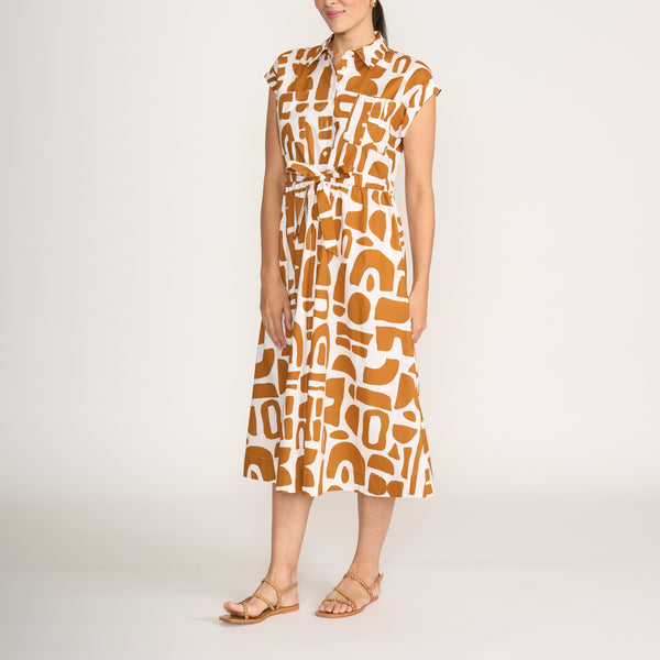 FOIL Born Free Cotton Poplin Dress in Brown