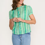 FOIL Ultimate Crush Cotton Cap Sleeve Shirt in Green
