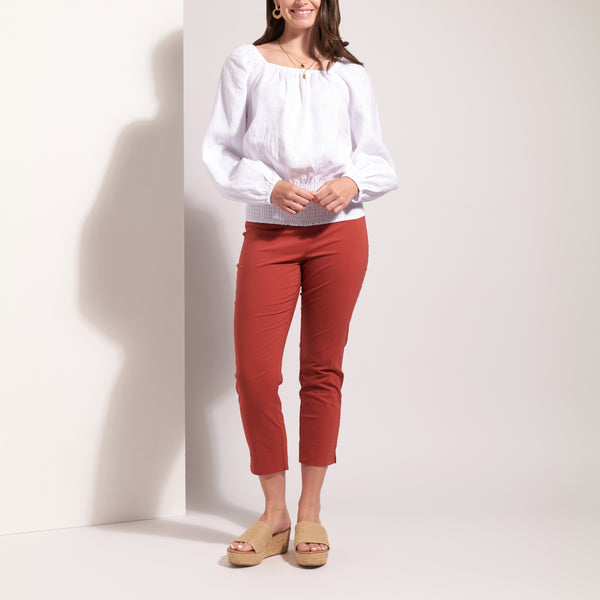 FOIL Life Of The Party Cotton Linen Mix Puff Sleeve Top in White