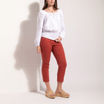 FOIL Life Of The Party Cotton Linen Mix Puff Sleeve Top in White