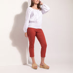 FOIL Life Of The Party Cotton Linen Mix Puff Sleeve Top in White