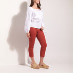 FOIL Life Of The Party Cotton Linen Mix Puff Sleeve Top in White