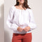 FOIL Life Of The Party Cotton Linen Mix Puff Sleeve Top in White