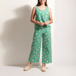 FOIL Flower-Ful Broderie Anglaise Sleeveless Shell Top in Green