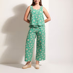 FOIL Flower-Ful Broderie Anglaise Sleeveless Shell Top in Green