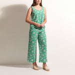 FOIL Flower-Ful Broderie Anglaise Sleeveless Shell Top in Green