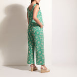 FOIL Flower-Ful Broderie Anglaise Sleeveless Shell Top in Green