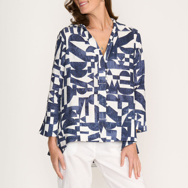 FOIL Artists Choice Best Angle Linen Shirt in Blue