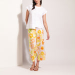 FOIL Cut of Your Rib Cotton Linen Mix Top in White
