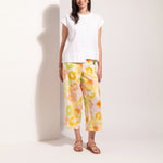FOIL Cut of Your Rib Cotton Linen Mix Top in White