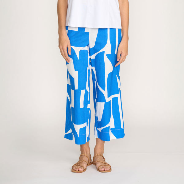 FOIL Natural Ability Cotton Linen Mix Trousers in Blue