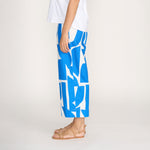 FOIL Natural Ability Cotton Linen Mix Trousers in Blue