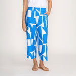 FOIL Natural Ability Cotton Linen Mix Trousers in Blue