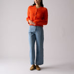 FOIL Loop Button Up Cardigan  in Electric Orange