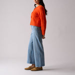 FOIL Loop Button Up Cardigan  in Electric Orange