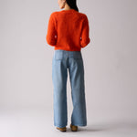 FOIL Loop Button Up Cardigan  in Electric Orange