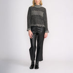 Zig Zag Fringe High Neck Jumper in Mono
