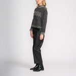 Zig Zag Fringe High Neck Jumper in Mono