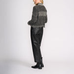 Zig Zag Fringe High Neck Jumper in Mono