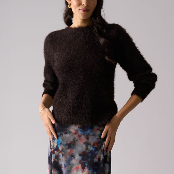 Fluffy Reversible Cardigan in Ristretto