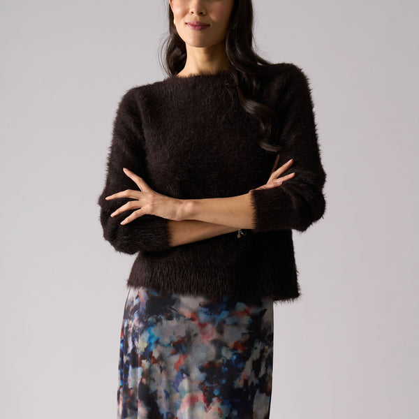Fluffy Reversible Cardigan in Ristretto