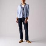 Plush Love V Neck Cardigan in Blue Combo