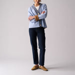 Plush Love V Neck Cardigan in Blue Combo