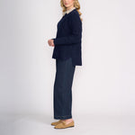 Cable V Neck Sweater  in Midnight