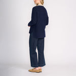 Cable V Neck Sweater  in Midnight