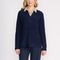 Cable V Neck Sweater  in Midnight