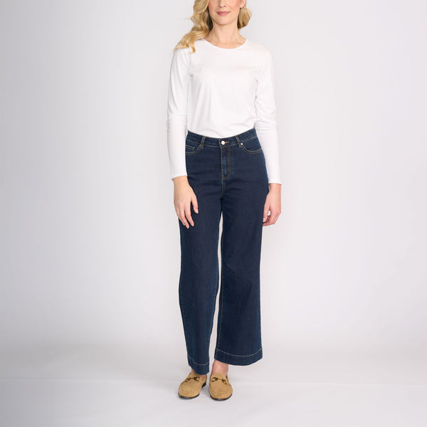 Jean Queen Wide Leg Jeans in Dark Wash