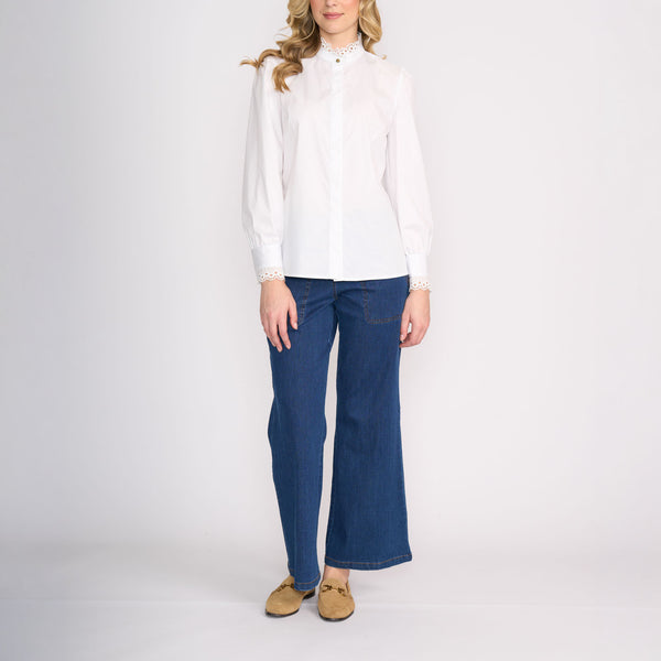 Cagney & Lacey Pie Crust Collar Shirt in White