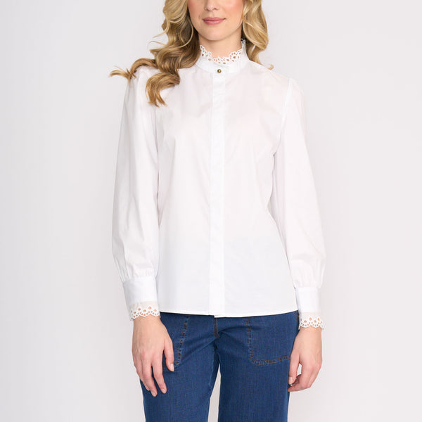 Cagney & Lacey Pie Crust Collar Shirt in White