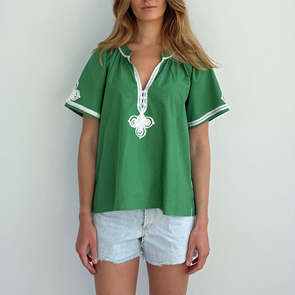 ROSE AND ROSE Foxglove Short Sleeve Top in Green