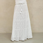 M.A.B.E Frani Embroidered Maxi Skirt in White