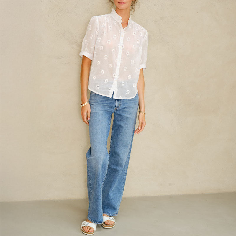 M.A.B.E Frani EMB Top in White