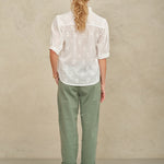 M.A.B.E Frani Embroidered Short Sleeve Top in White
