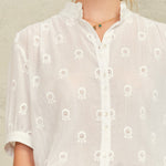 M.A.B.E Frani Embroidered Short Sleeve Top in White