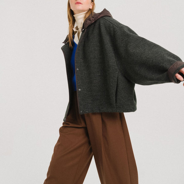 TINSELS Friends Polaire Detachable Hood Jacket in Anthracite