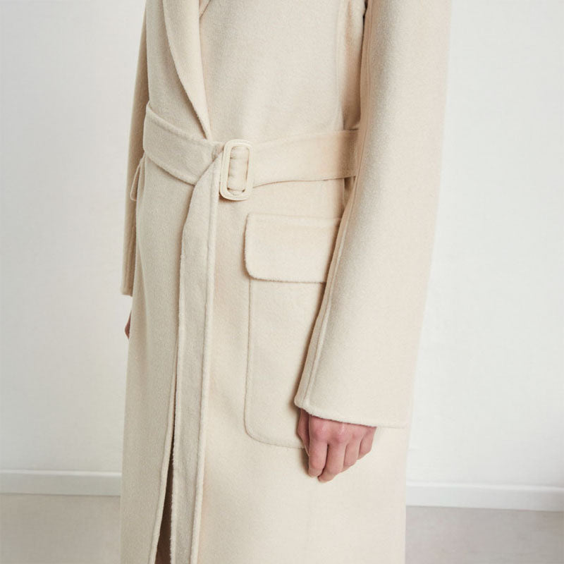 OTTOD AME Double Face Wool Coat in Ecru