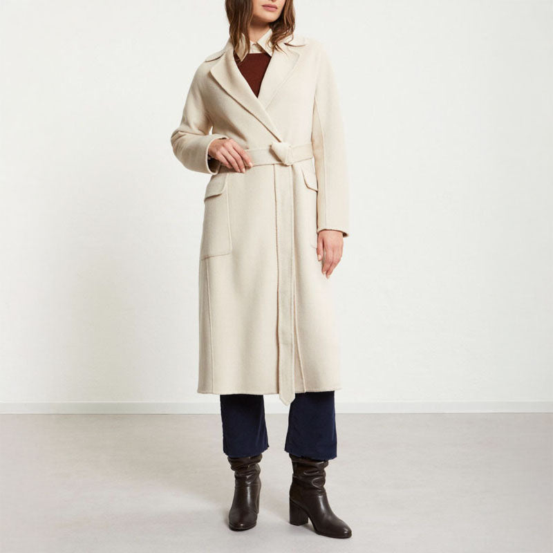 OTTOD AME Double Face Wool Coat in Ecru