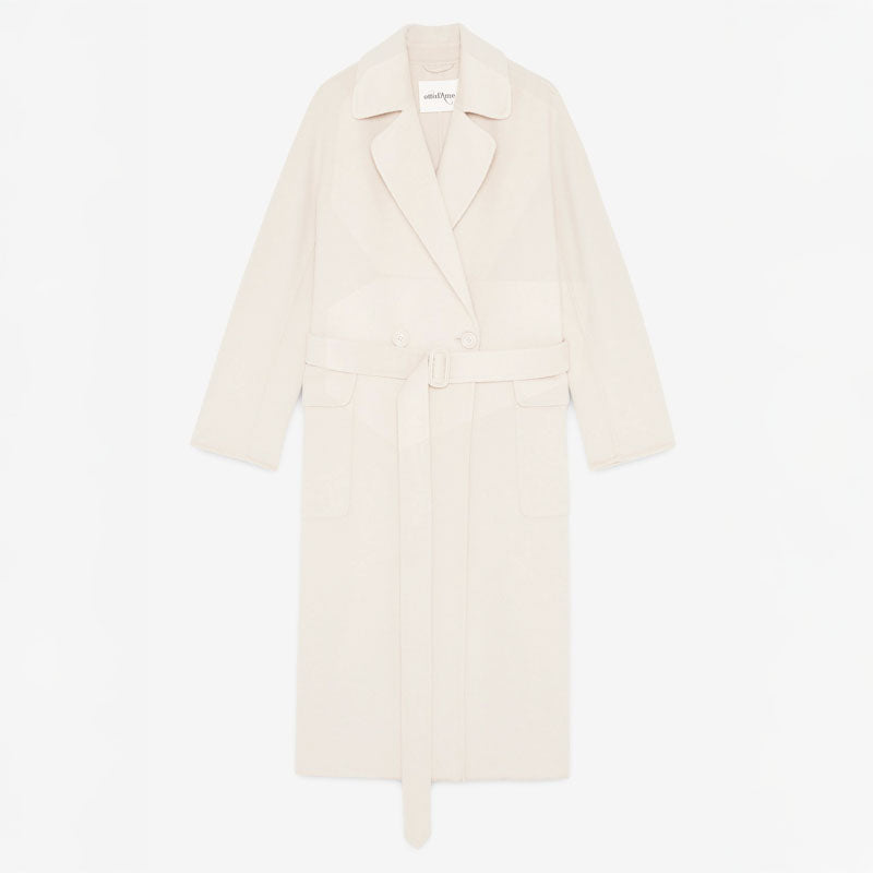 OTTOD AME Double Face Wool Coat in Ecru