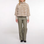 RINO & PELLE Feline Faux Fur Jacket with Knitted Sleeves in Birch